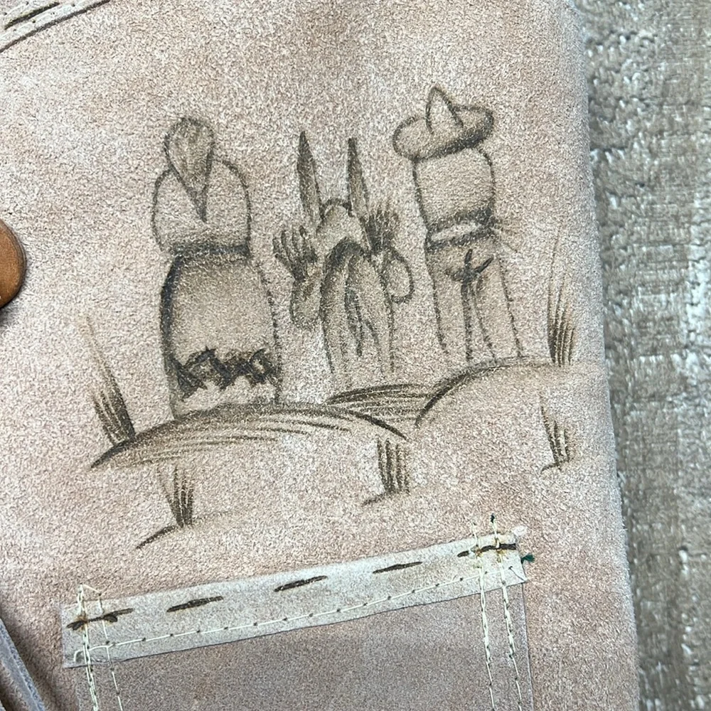 Jack Flash Western Leather Vest Light Brown Tan Lined‎ Snap Closure Youth Large